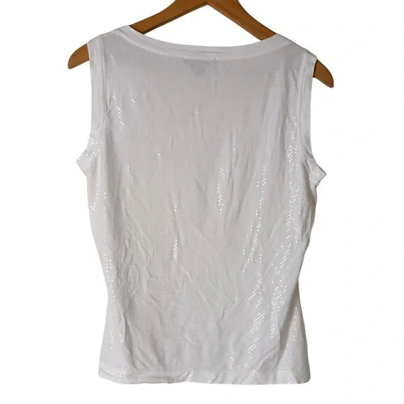 ST. JOHN CAVIAR Paillettes White
Top Sleeveless Sparkle Shirt, M - Picture 2 of 11